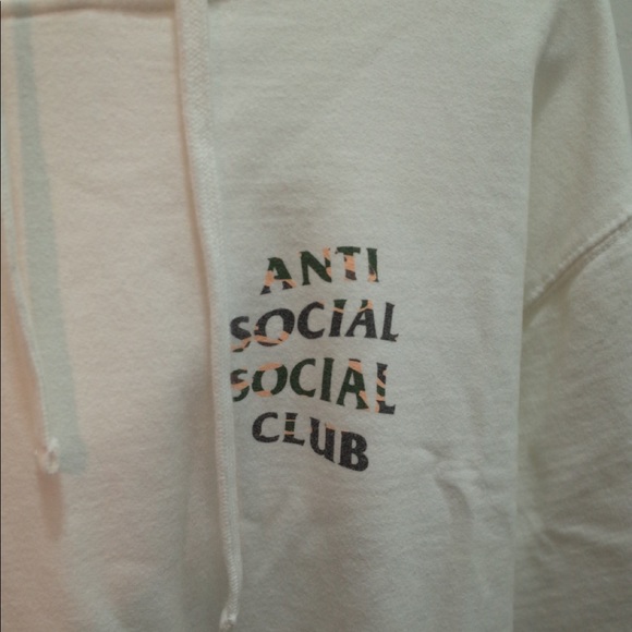 Anti Social Social Club White Hoodie ASSC woodland camo logo Woody - Picture 2 of 9
